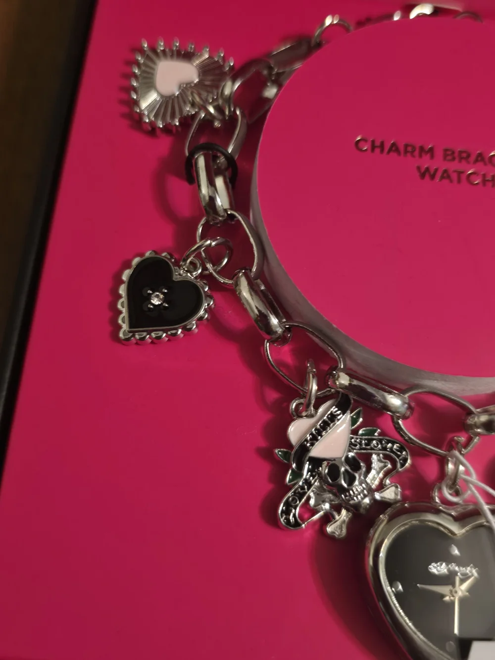Silver Charm Bracelet Watch By Ed Hardy